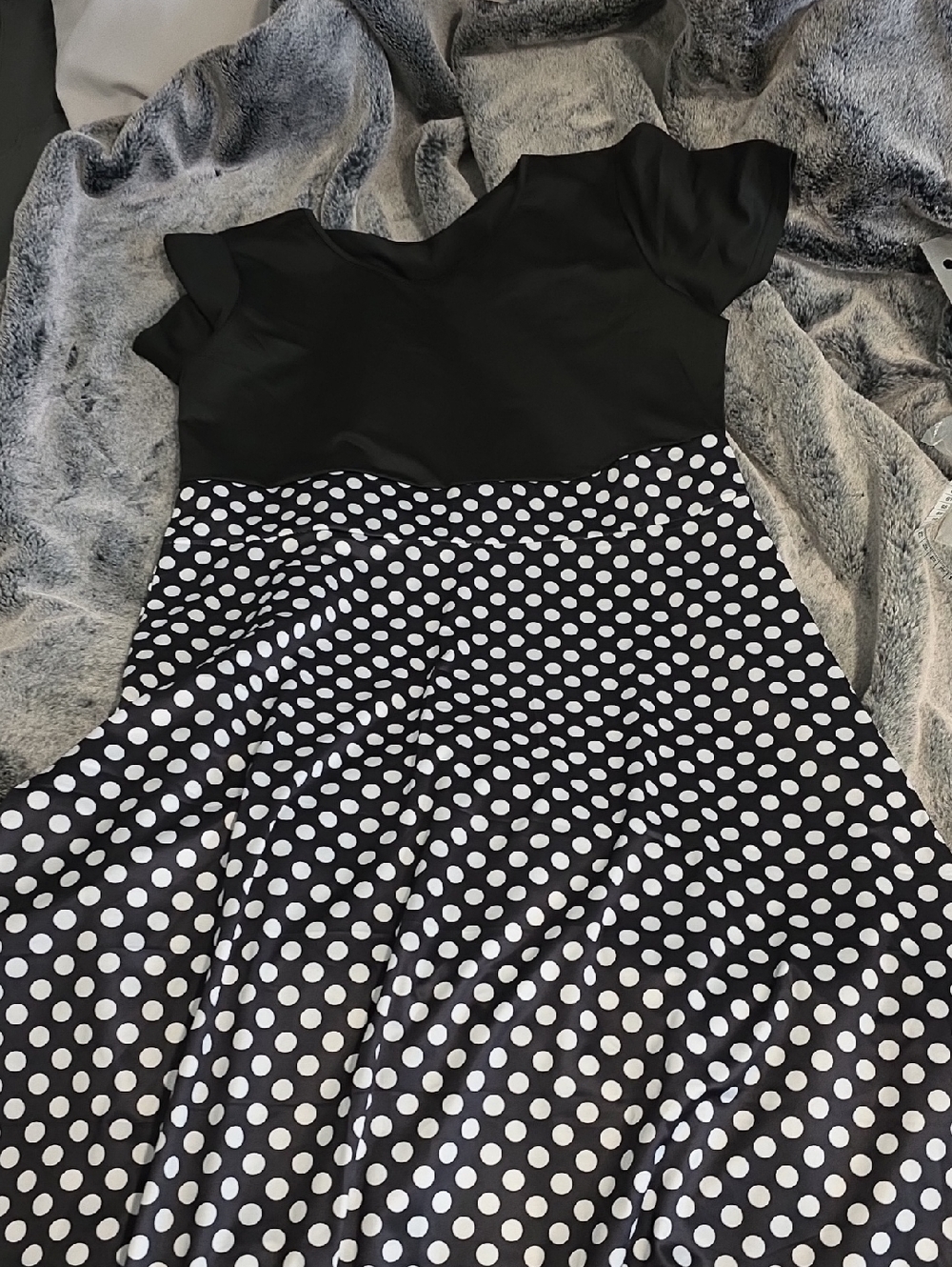 Elegant Black & White Polka Dot Fit-and-Flare Dress
